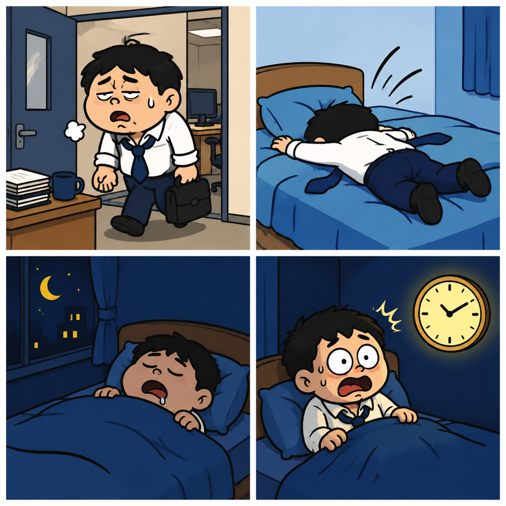 퇴근 후 3시간 자고 새벽 2시에 후회하는 사람
